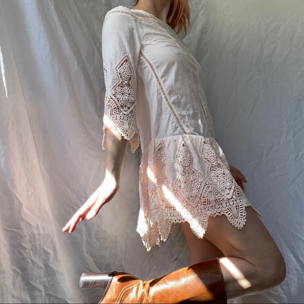Suboo Anthropologie peach Drop Waist Dress